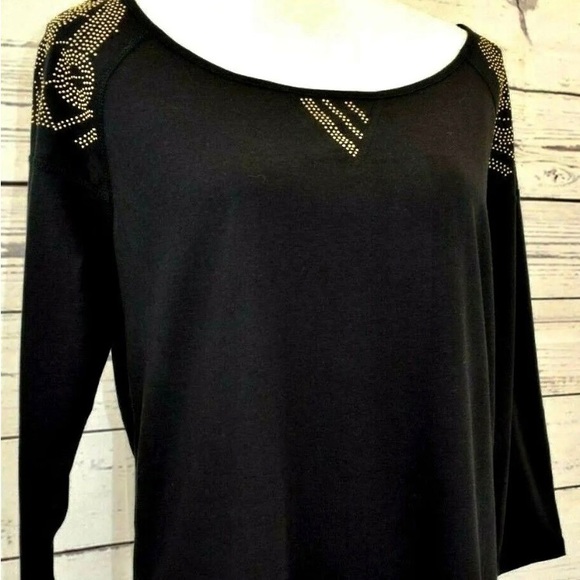 NEW Womens HANNAH Tunic Top Embellished shoulders and front Black, Sz M, NWT - Picture 3 of 10